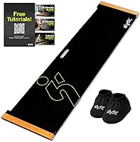 SLY FIT Slyfit Slide Board with Booties: Low-Impact Home Workout Mat for Cardio, Core Strength, Hockey Training & Agility Drills