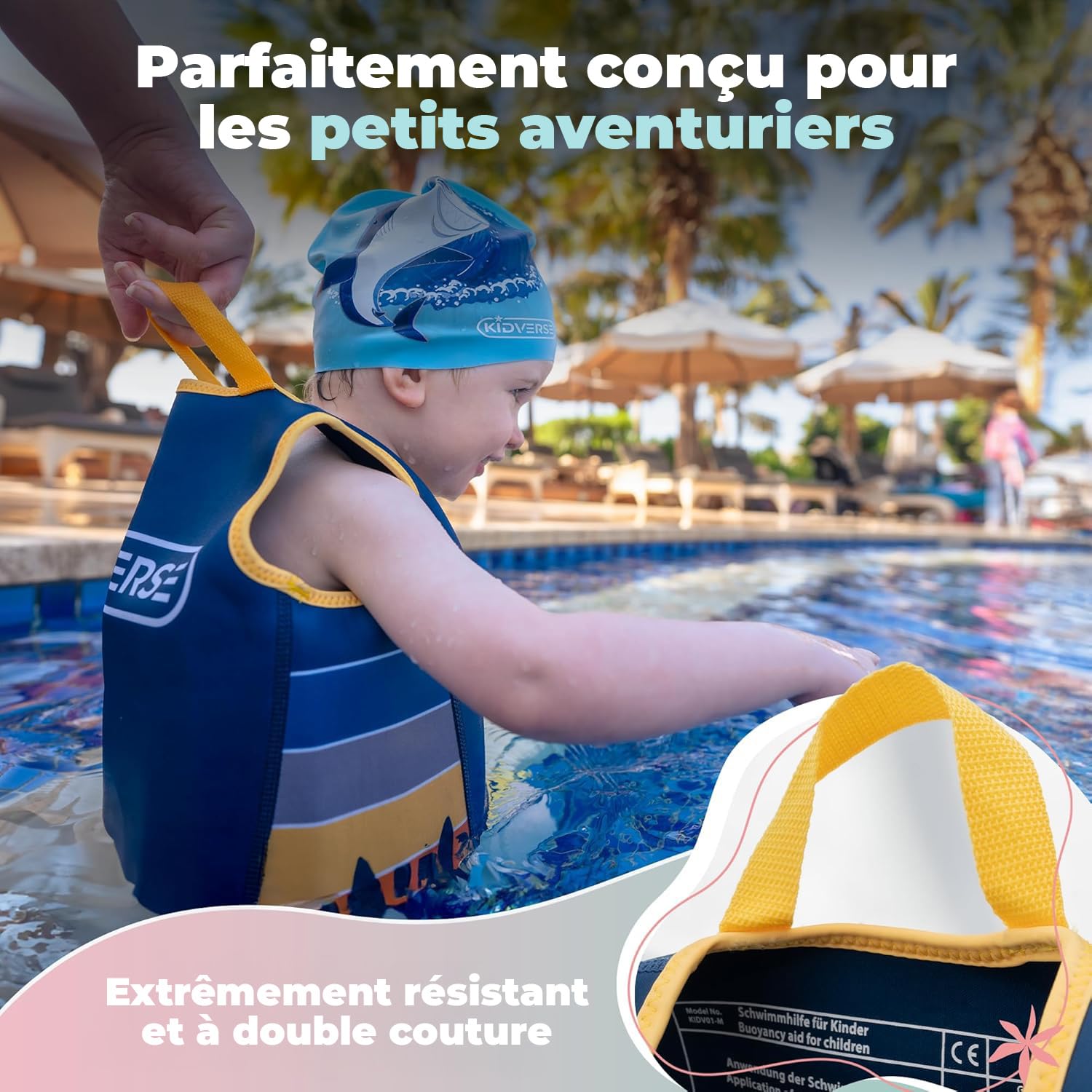 KIDVERSE Gilet Natation Enfant 2 Ans à 6 Ans - qualité certifiée - Aide à la flottaison pour Fille & garçon - Apprentissage Piscine - Gilet Enfant picine