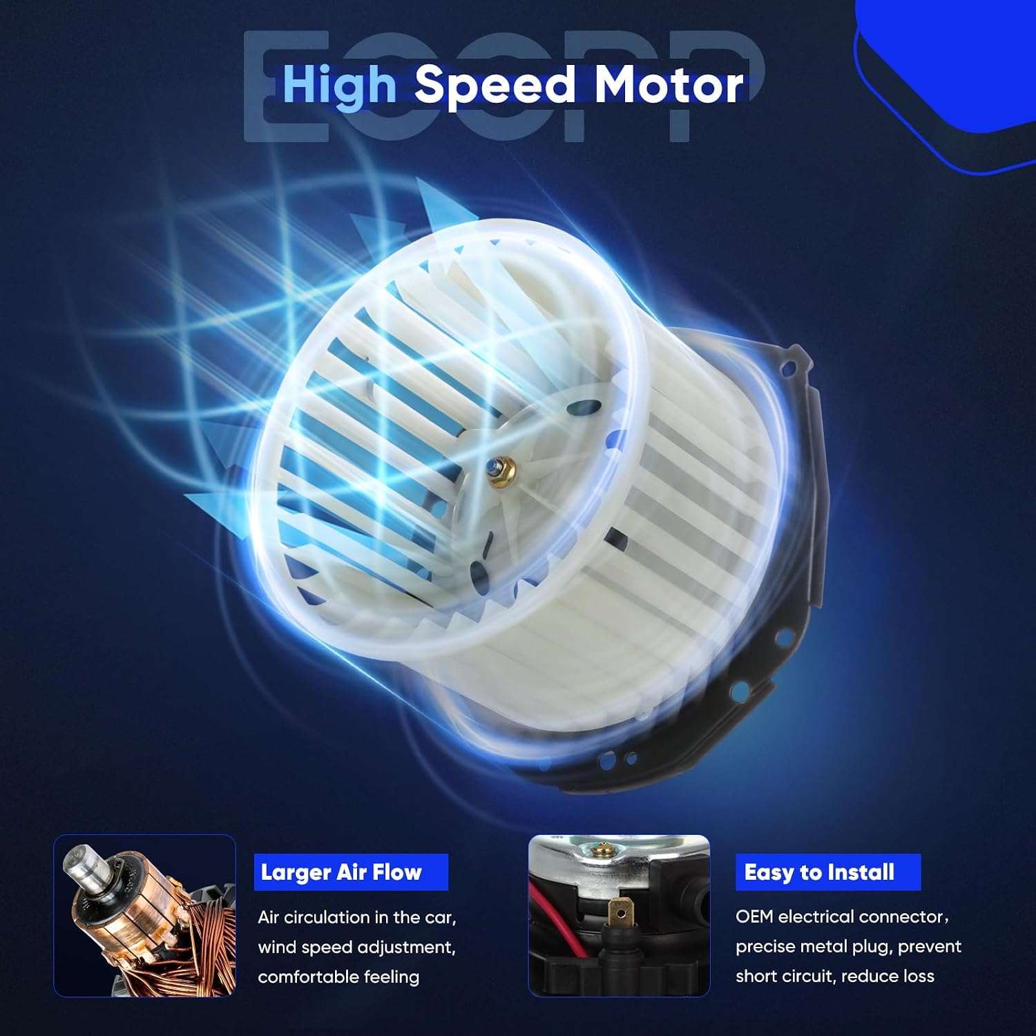 HVAC AC Heater Blower Motor w/Fan Cage ECCPP fit for 1992-1994 for Chevrolet Blazer 1988-1991 for Chevrolet C1500 1992-1994 for Chevrolet C1500 Suburban