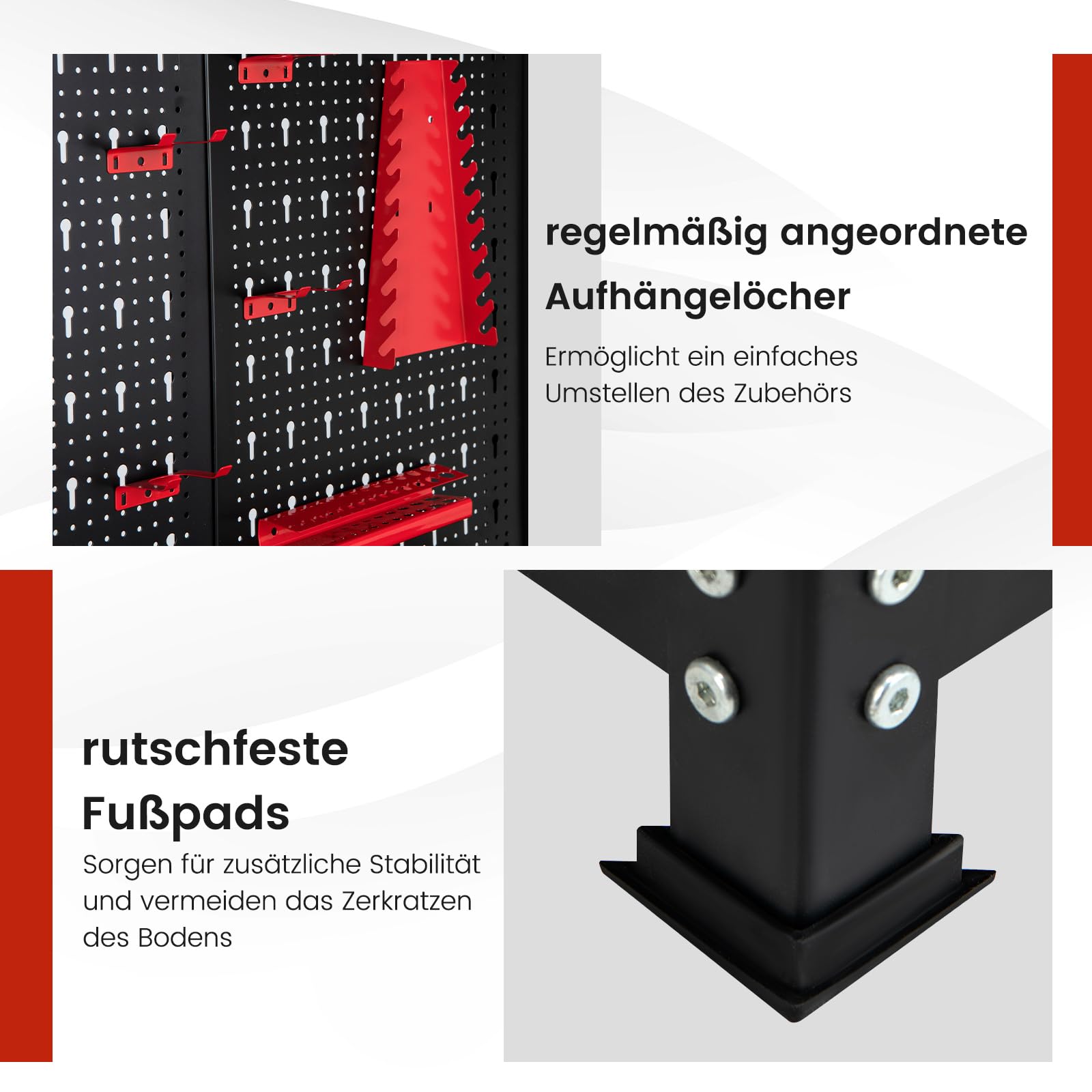 COSTWAY Werkbank, Werkzeugbank mit Lochwand, Werktisch mit Schublade, große Arbeitsplatte & 3 Ablagen, inkl. 13 Zubehörteile zum Aufhängen, Arbeitstisch für Garage und Werkstatt (121 x 61 x 156 cm)