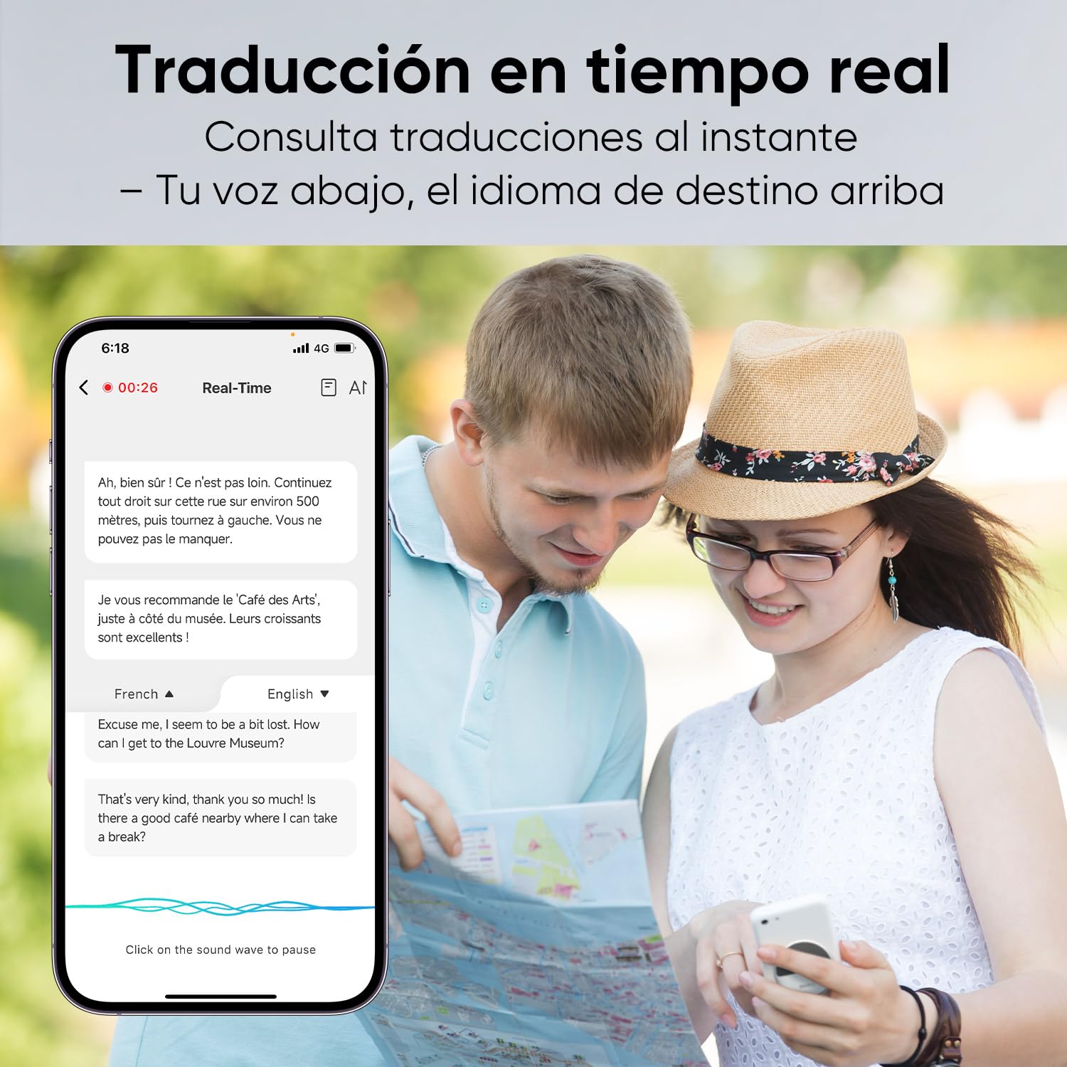 Traductor Instantáneo de Voz AI con Clonación de Voz, Traductor de Idiomas Portátil con Traducción en Tiempo Real, Funciona en Apps, Llamadas y Videollamadas, 140+ Idiomas para Viajes y Negocios
