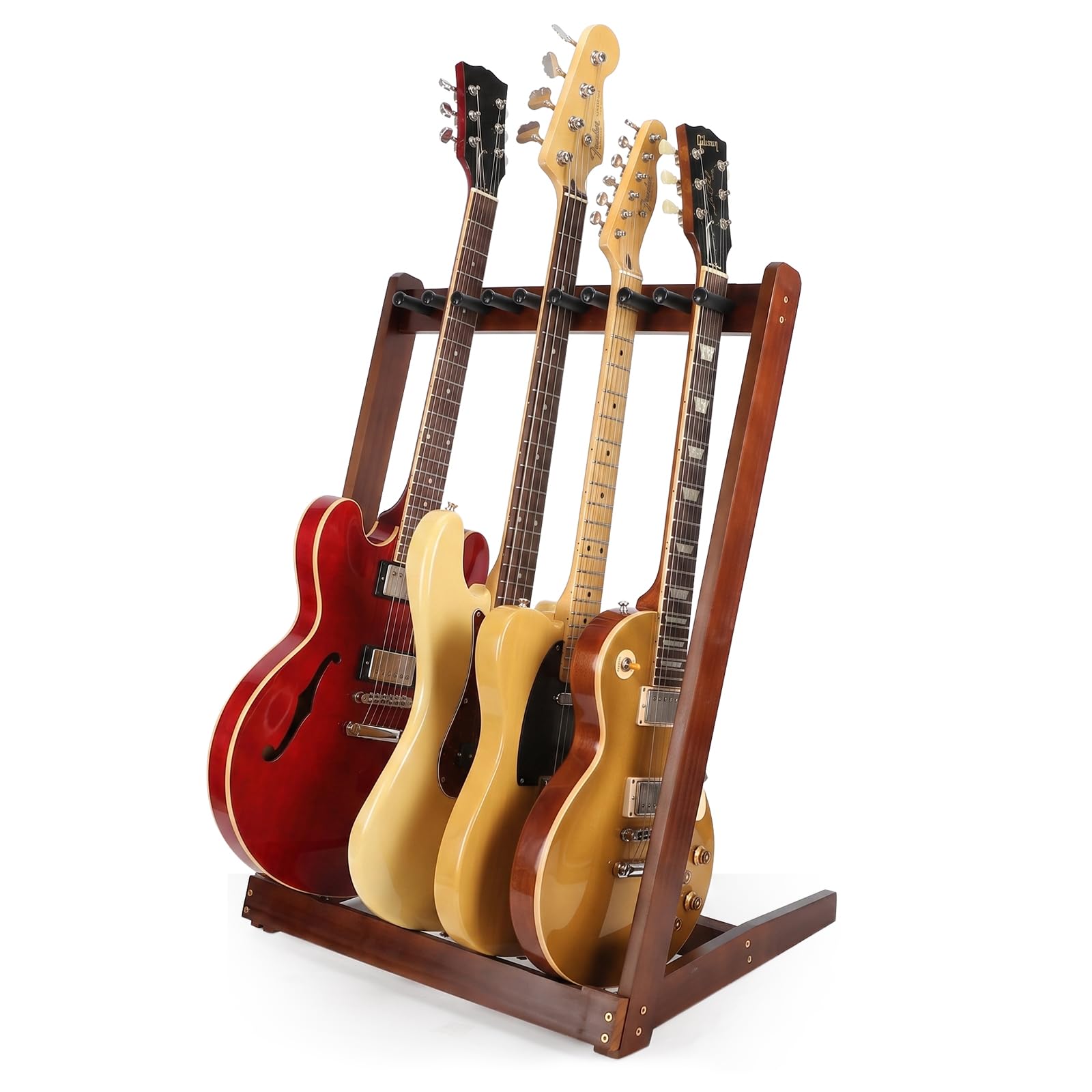 Soporte de madera para 5 guitarras, pie en el suelo, soporte múltiple para guitarra, soporte múltiple para exhibición para estudio y hogar, adecuado para guitarras eléctricas, Akusti