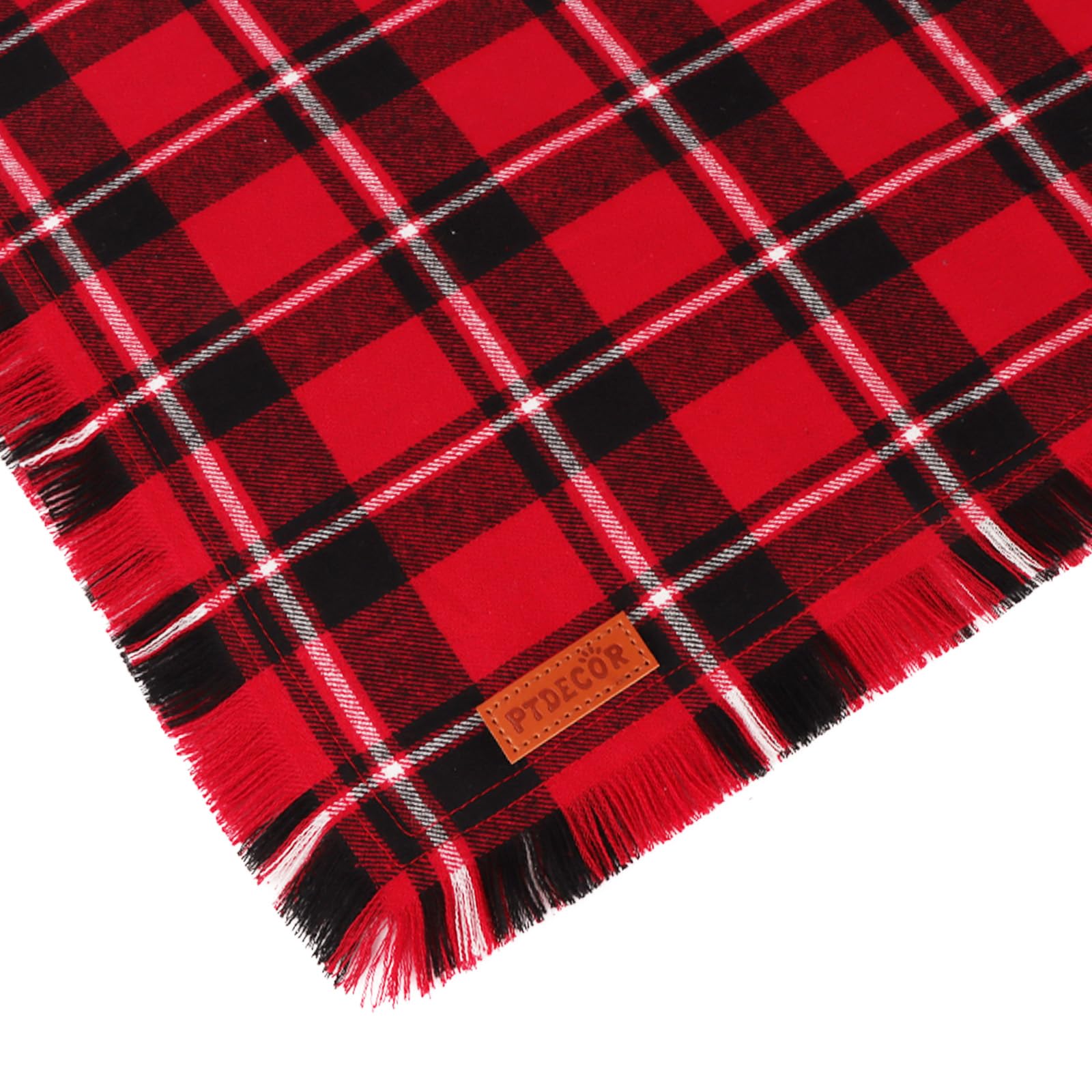 PTDECOR Bandanas de Navidad para perros con borlas, paquete de 2 elegantes baberos a cuadros rojos y verdes, tela de algodón de alta calidad, bandanas triangulares reversibles de Navidad para perros