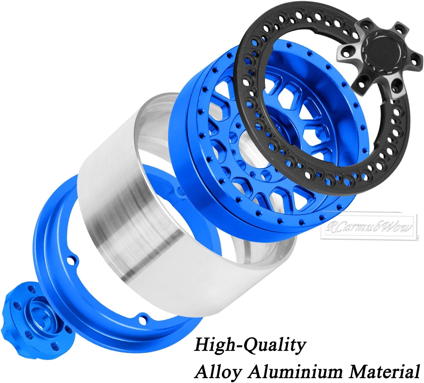 1.9" Beadlock Wheels and Tires 1.9 RC Tire Set for 1/10 SCX10 90046 TRX4 AX103007 TRX6 D90 Gen7 8 MST VS4-10 RC Crawler,1.9 Beadlock Rubber Tyre Alloy Wheel Rims &Ring,Navy Blue w/Black