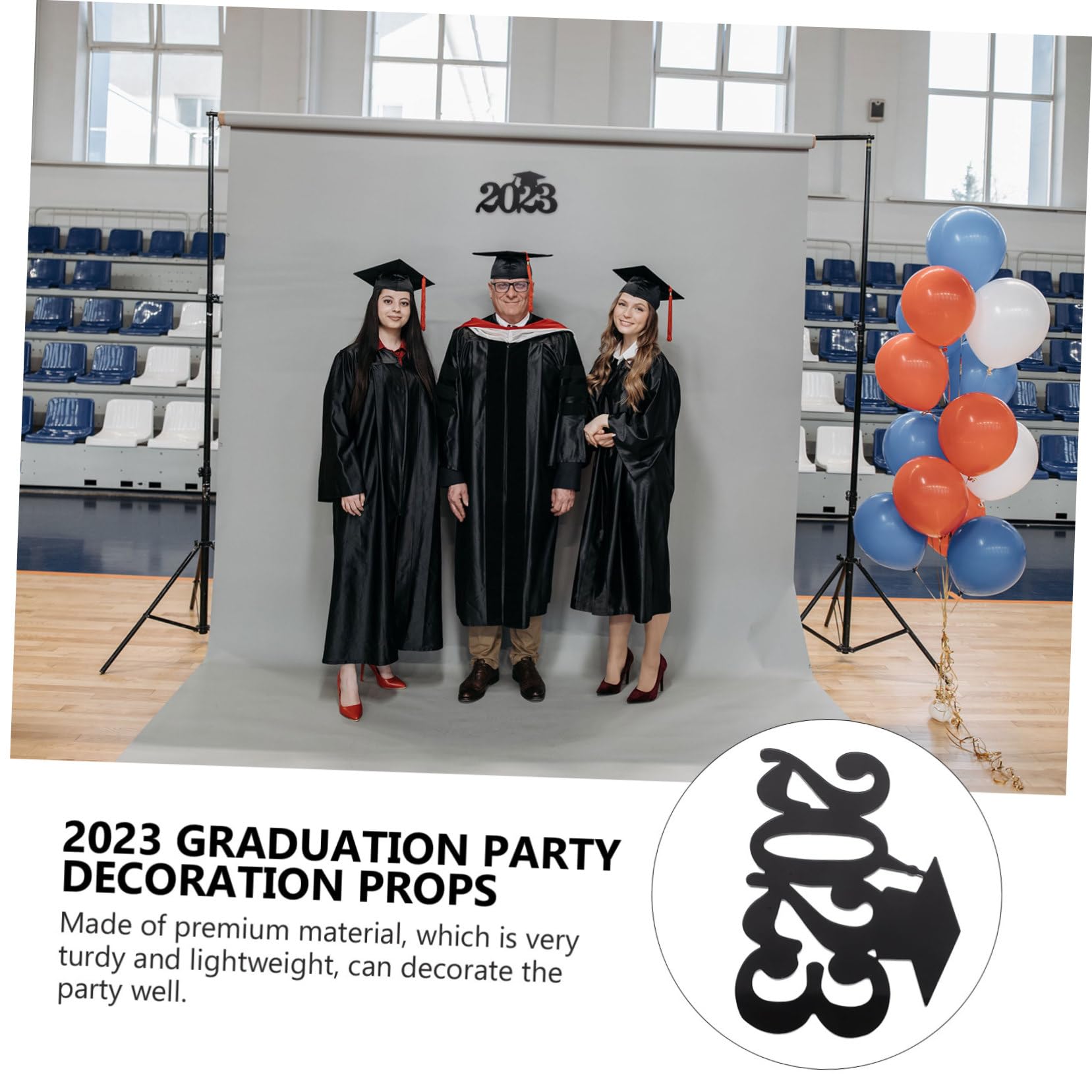 Cabilock 4 Piezas 2022 2022 Accesorios para Fotos Fiesta Cabina De Fotos Compromiso Confeti De Mesa De Graduacion Telón De Fondo De Graduación Paseo Graduation Suministros Madera Black