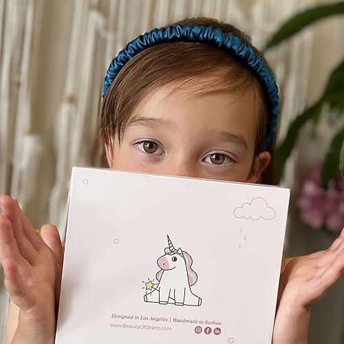 Miniatura 3 de Diademas de seda de morera prémium para mujeres y niñas (verde azulado y morado)