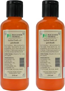 ROCKSIDE Herbal Patchouli Bath Oil for Natural Skin, Moisturizing & Nourishing Shower Oil for Body (Pack Of 2, 210ML)