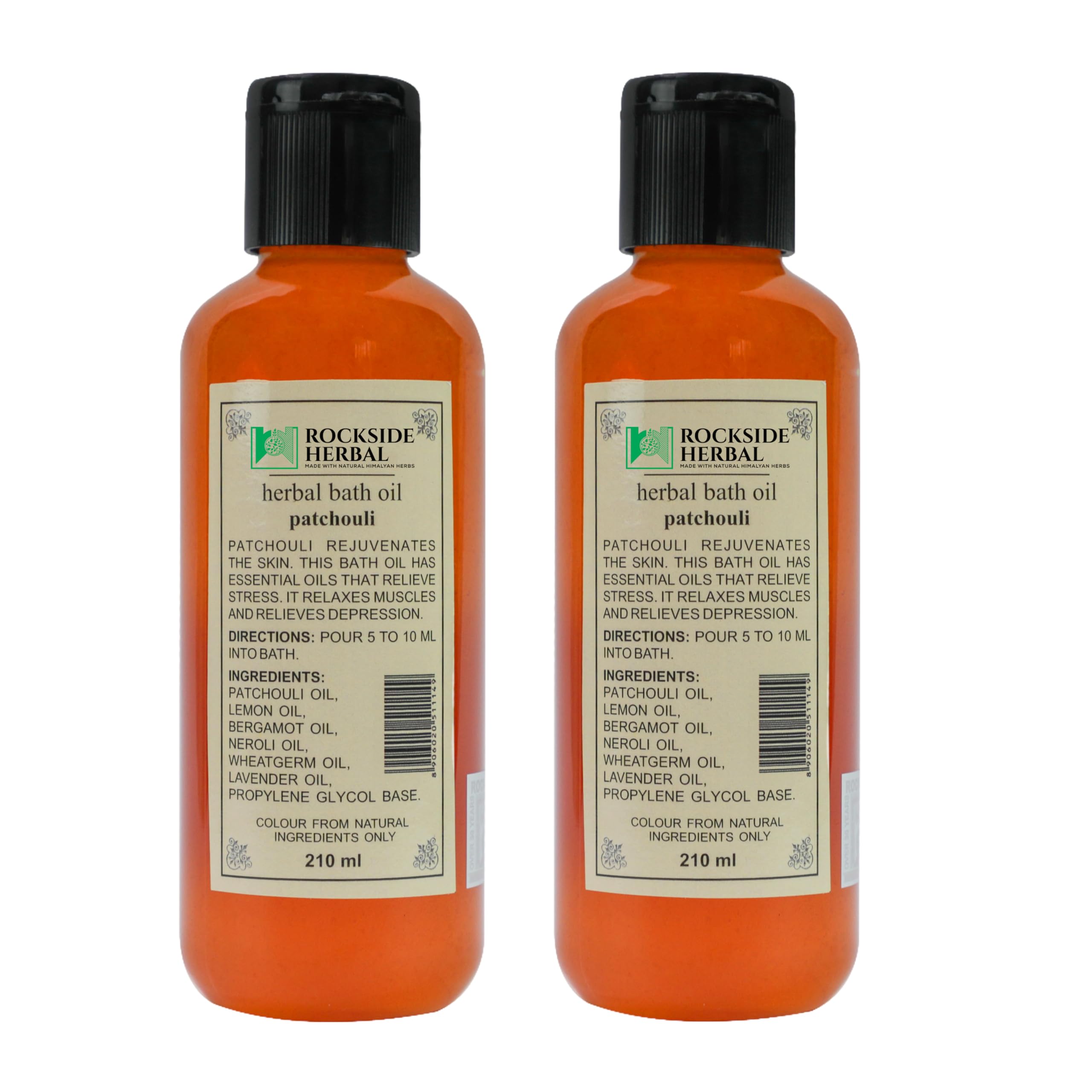 ROCKSIDE Herbal Patchouli Bath Oil for Natural Skin, Moisturizing & Nourishing Shower Oil for Body (Pack Of 2, 210ML)-image-42