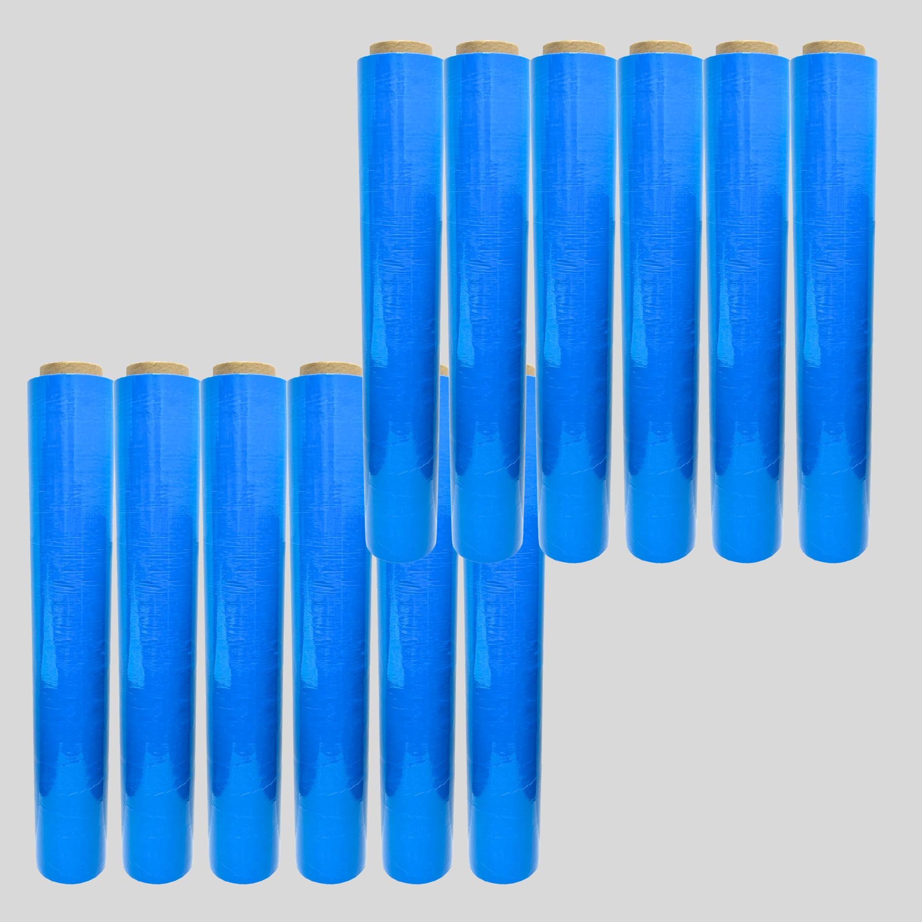 Langlebige Stretchfolie Blau 50 cm Breit - 12 Stück Starke Folie für den Lagereinsatz - Verpackungsmaterial 110 m - Verpackungsfolie für Umzugskartons - Strechfolienrolle - Wickelfolie