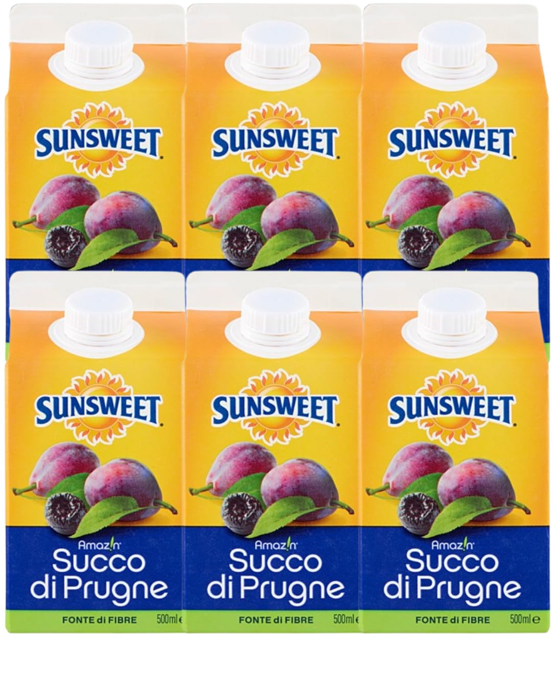 6X Confezione Per Sunsweet Amazin Succo di Prugne Californiane 6x500ml