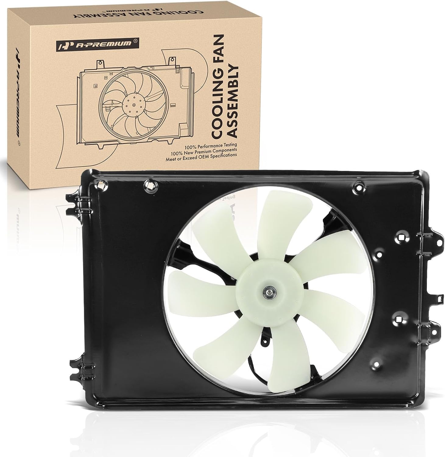 A-Premium A/C Condenser Fan Assembly Compatible with Select Honda Models - Pilot 2009-2015 3.5L, AWD Only - Replace# 38611R70A01, 38615RN0A01