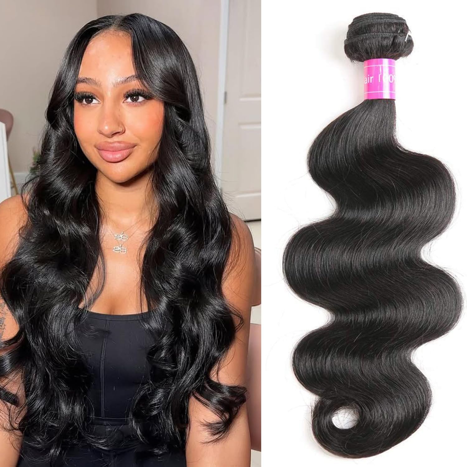12A Body Wave Bundles Human Hair 1 Bundle 26 Inch 100% Unprocessed Brazilian Virgin Body Wave Human Hair Bundles for Women Natural Black