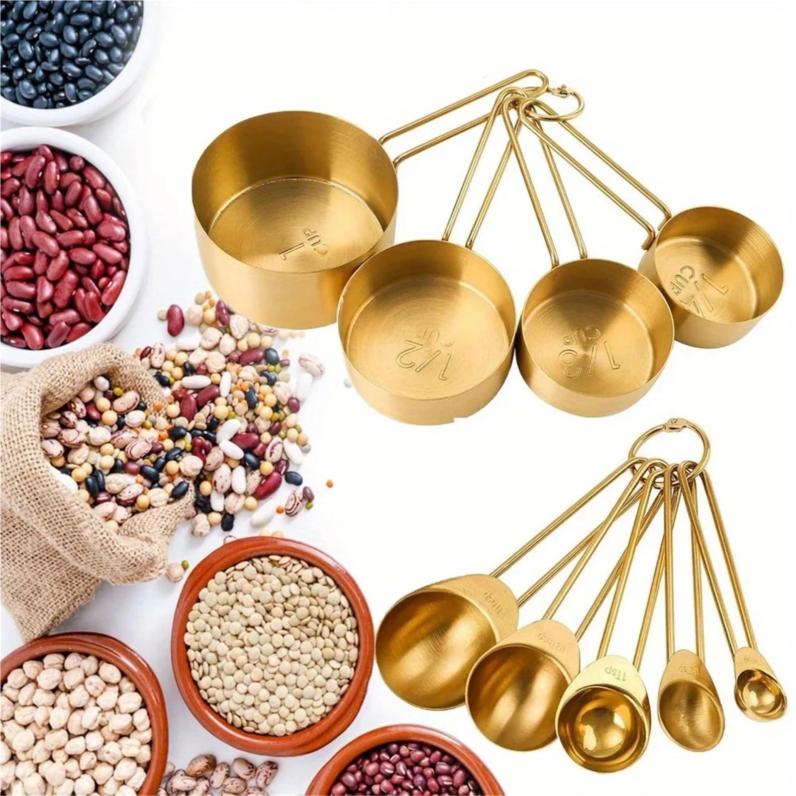 9 cucharas medidoras for té y café, utensilios multifuncionales de acero inoxidable for cocinar hornear, suministros cocina para Medir Líquidos y Sólidos