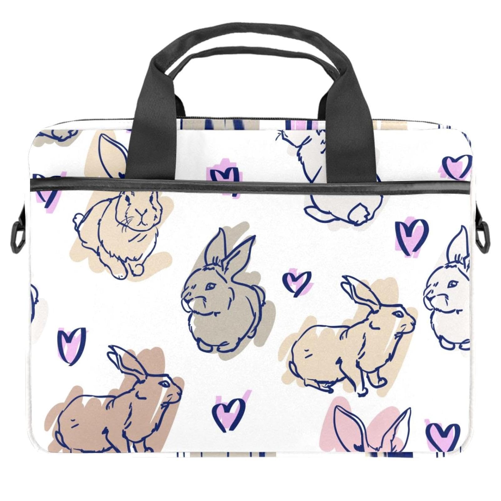 Portafolio de portátil multicolor con estampado artístico de liebre 8