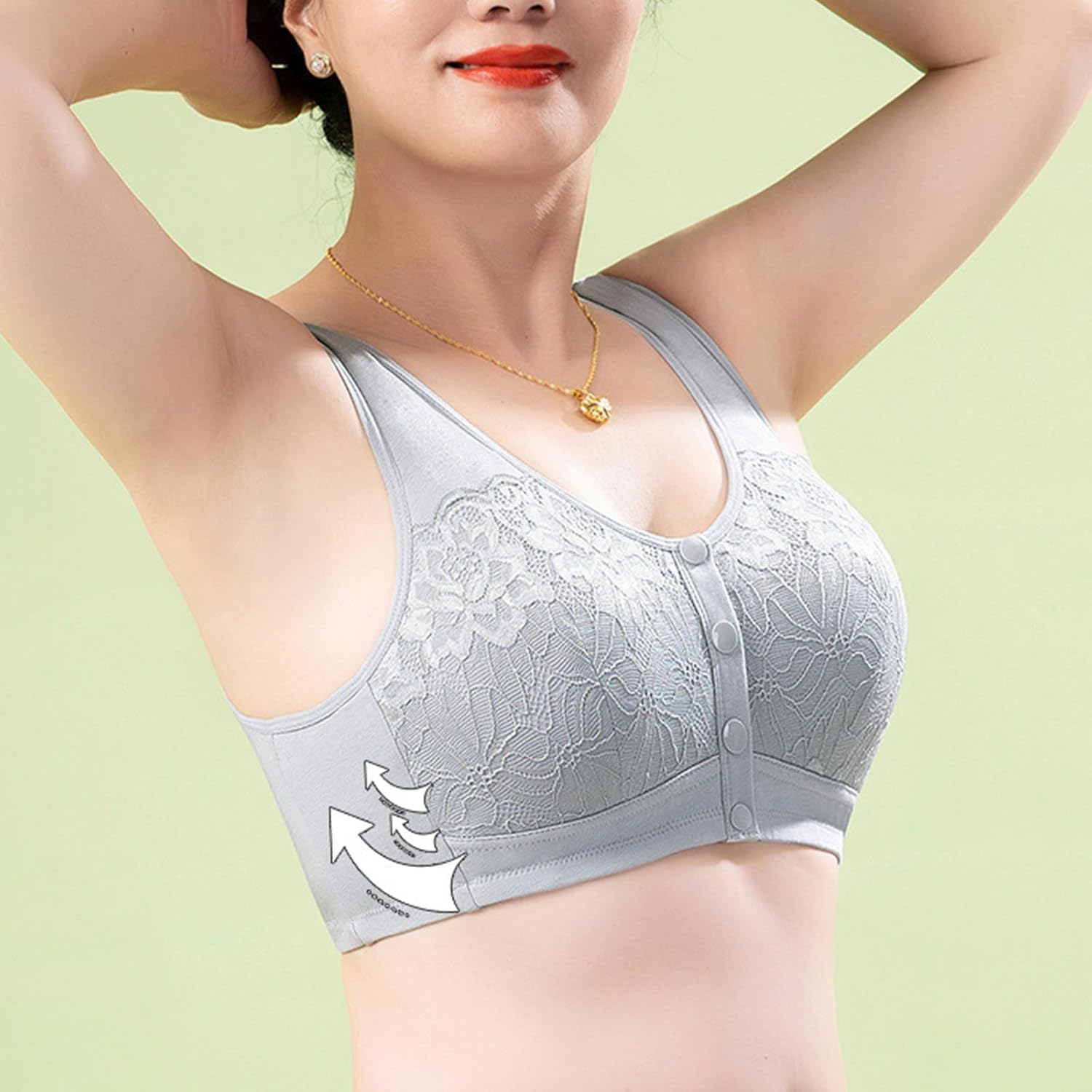Front Closure Wireless Bra for Women, Full Coverage Shaping Bra Wide Band No Bulge - Comfort Support 50+
