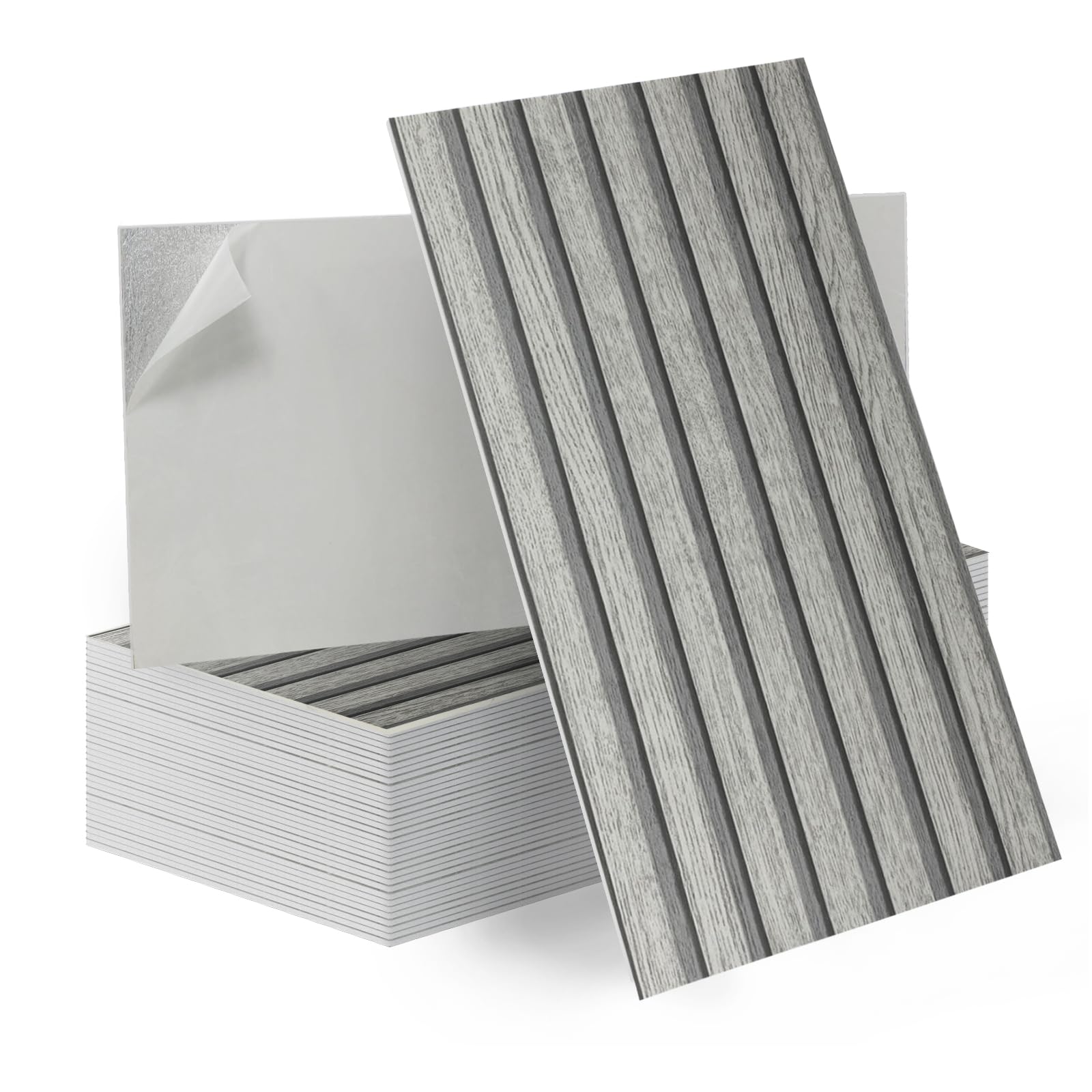 Tarwanear Wood Slats Effect Tile Stickers 60 x 30cm,30Pcs Self Adhesive Wall Tiles Waterproof, Peel and Stick on Wall Vinyl Tiles for Living Room Bedroom Bathroom Kitchen Backsplash,Grey — image 1