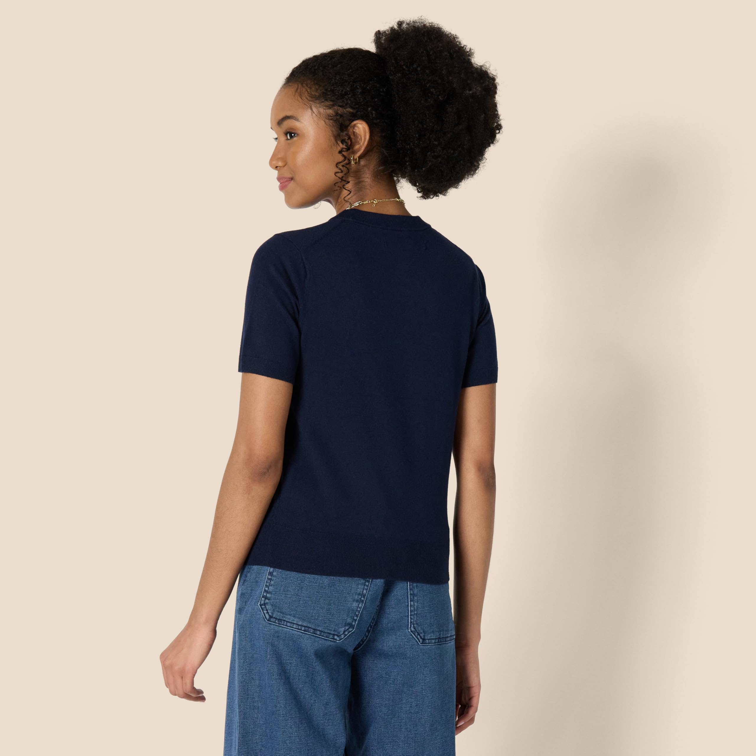 Amazon Essentials Jersey de Manga Corta y Corte Recto Mujer