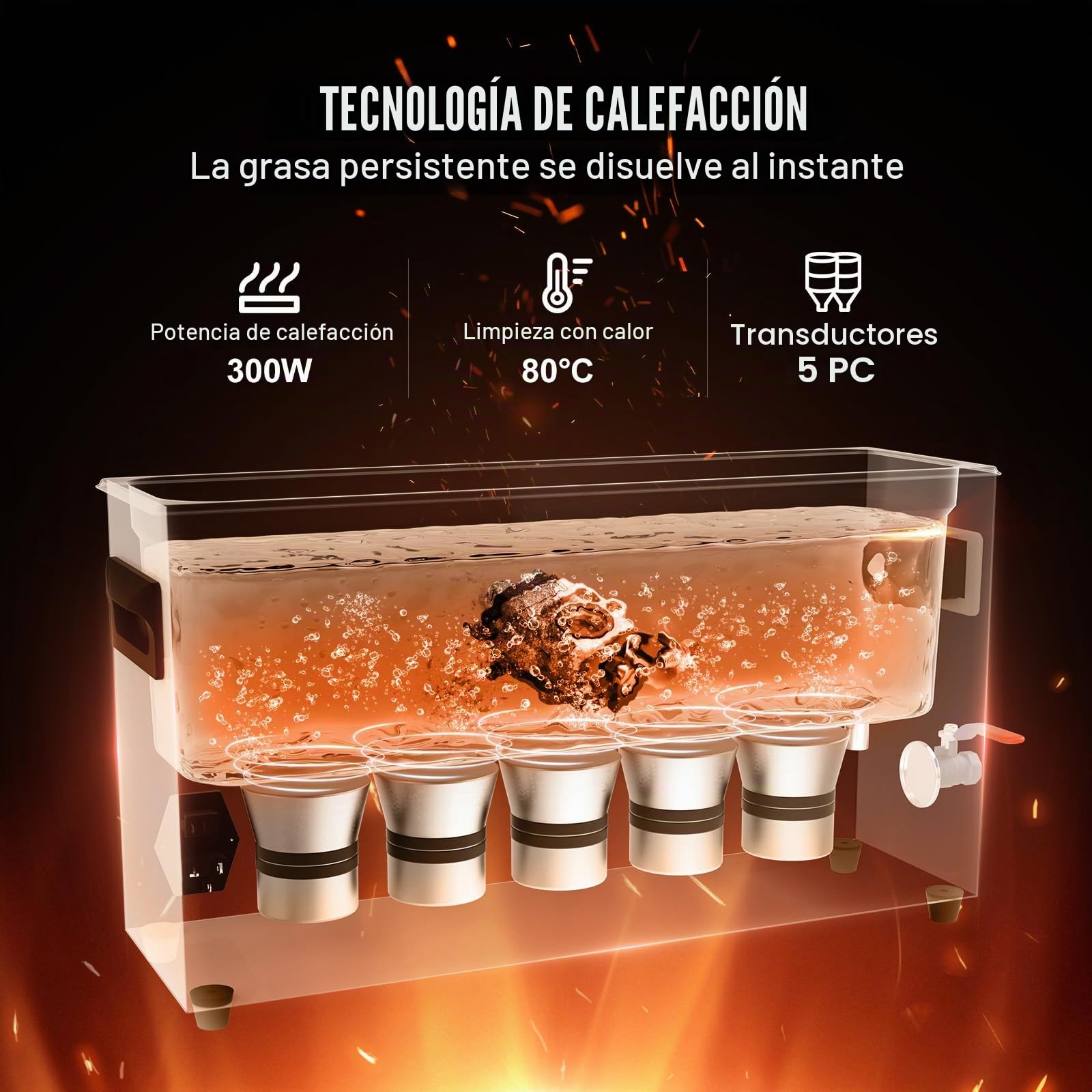 VEVOR Limpiador Ultrasónico 10 L Máquina de Limpieza Ultrasónica Profesional de 300 W con Temporizador y Calentador 40 kHz con Cesta para Piezas de Armas, Balas, Suministros Militares