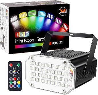 Mini Strobe Light, Remote Strobe Lights 48Led Colorful Strobe Light for Parties, Dj Lights Led Atomic Stroboscope Light for Strobe Lighting [Energy Class G]