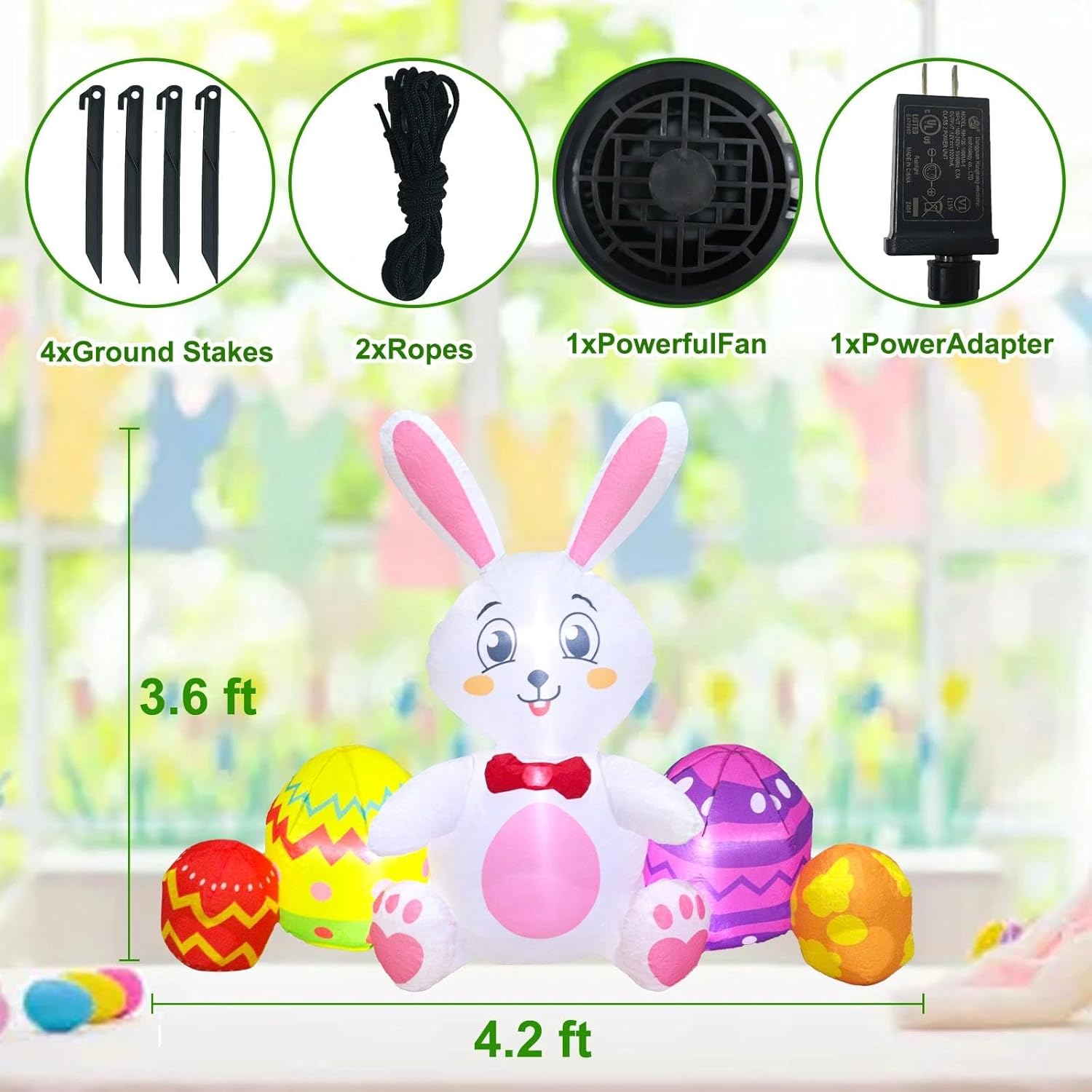 Easter Inflatables Outdoor Decorations - Inflatable Easter Bunny Eggs Build-in LED Lights, Blow Up Bunny for Outside Holiday Party Lawn Yard Decor - Image 5