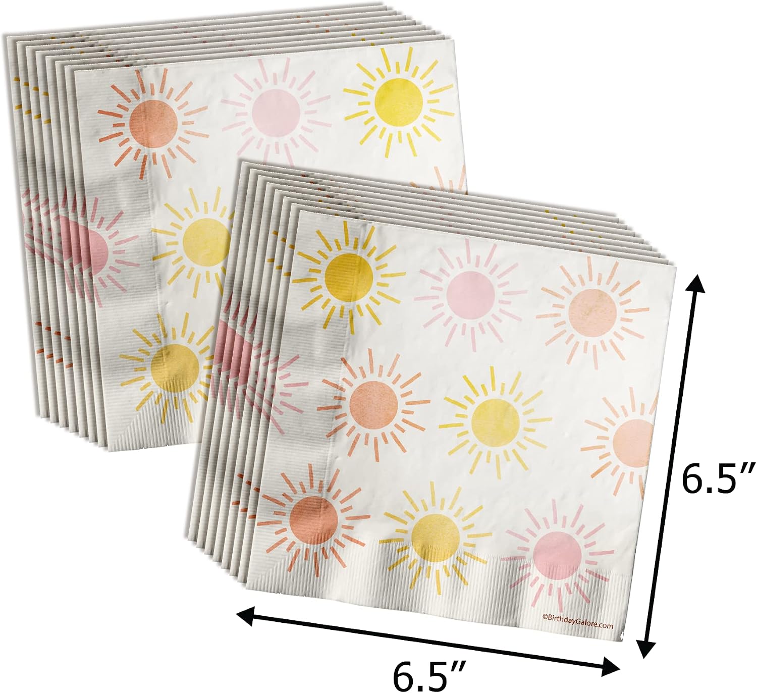 First Trip Around the Sun 1st Birthday Party Supplies - 64 Piece Girls Sunshine Birthday Tableware Set Includes Large 9" Dinner Plates and 8" Dessert Paper Plates Napkins Cups - Kit for 16