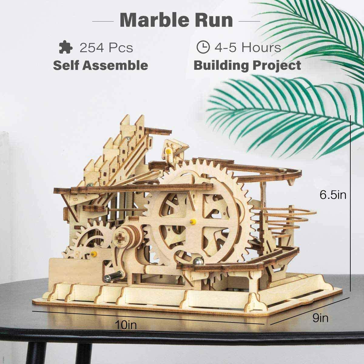 Robotime Marble Run Drewniana układanka, puzzle 3D, mechaniczny model do zbudowania, zestaw dla dorosłych