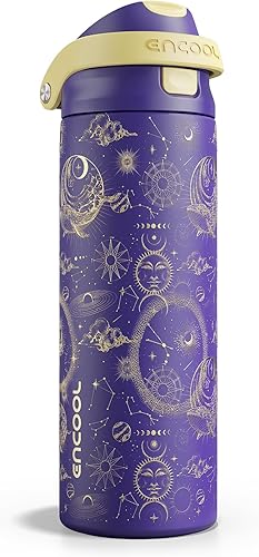 Miniatura 89 de ENCOOL - Botella aislante para agua, acero inoxidable con pajilla, mantiene el frío, tapa abatible de un solo toque, sin Bisfenol A, a prueba de