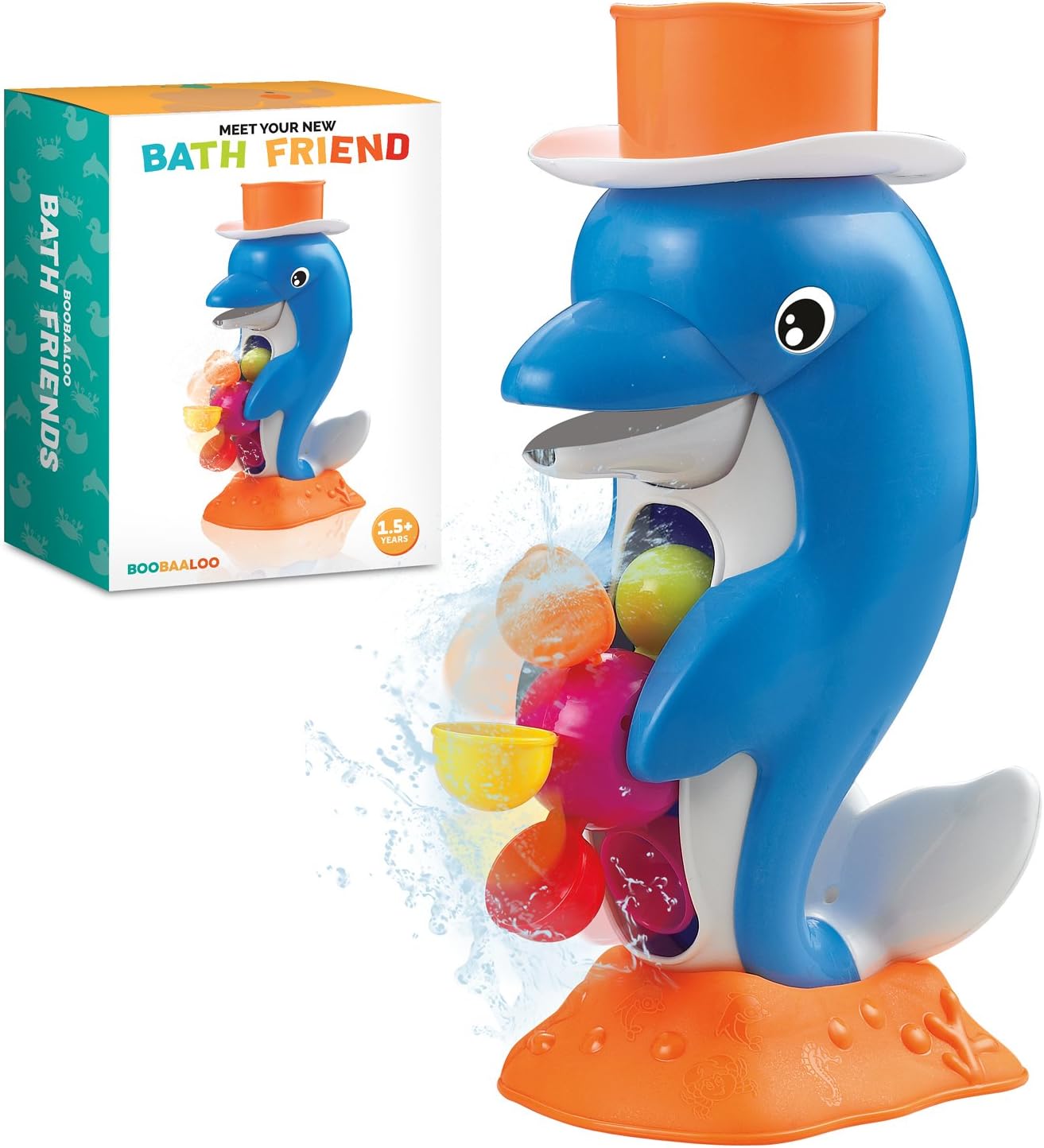 BOOBAALOO Dolphin Bath Toy - Baby Toys for Toddlers and Infants - Fun, Interactive and Developmental Toys for Babies Making Bath Time Fun