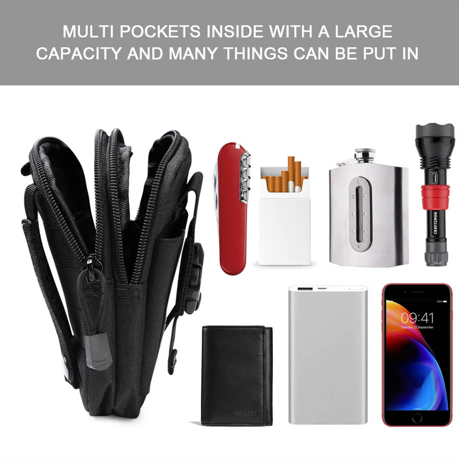 flintronic 1 szt. / 2 szt. Taktyczna torba na talię, torba na pasek taktyczny wojskowy kompaktowy 1000D nylon do małych narzędzi wielofunkcyjny telefon komórkowy na zewnątrz sport piesze wycieczki i