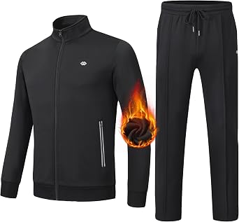 MoFiz Fleece Warmth Tracksuit Sweatsuits for Men Long Sleeve Jackets and Pants Two Piece Tracksuits for Athletic Casual