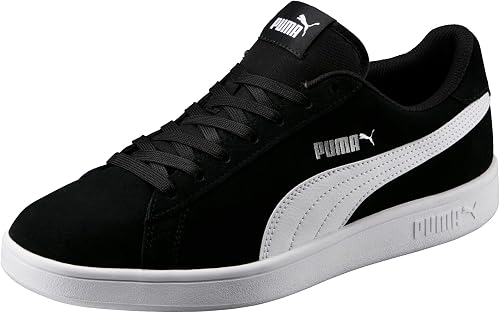 Smash v2, basse cuir noir bande blanche Puma