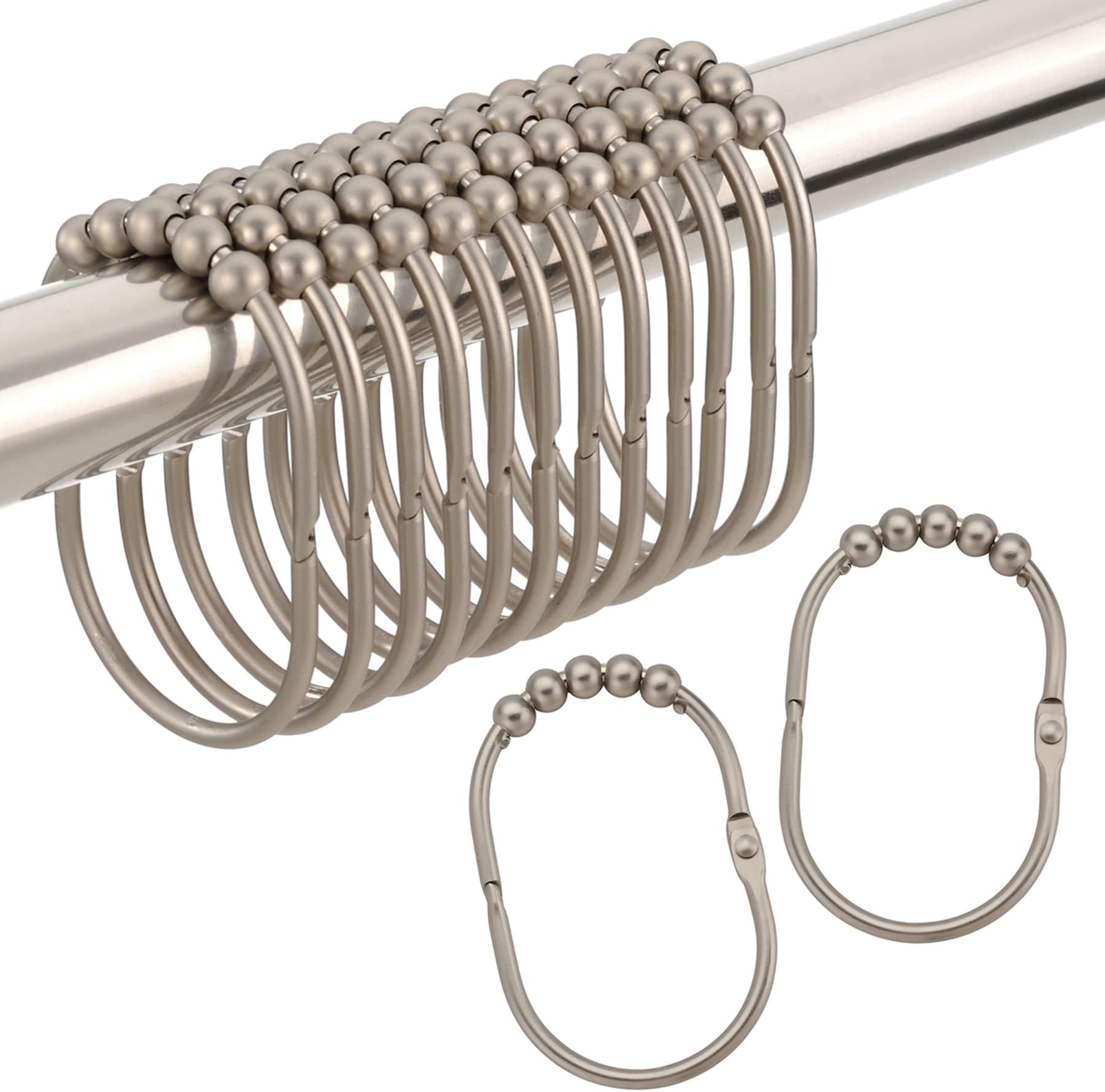 12 Pcs Shower Curtain Hooks Rings, Shower Curtain Rings