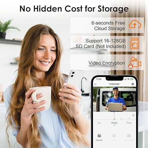 Miniatura 7 de Timbre de puerta inalámbrico, timbre de video inalámbrico, audio de 2 víasfunciona con batería2K HD y visión nocturnadetección de IA y PIRWiFi de