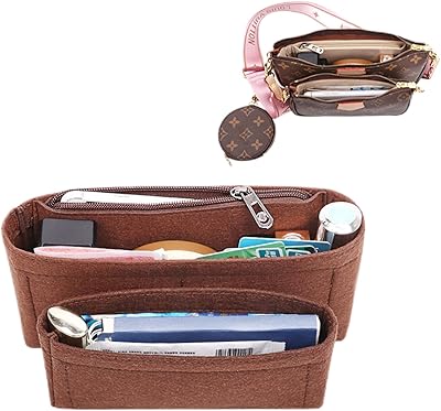 Felt Insert Purse Organizer for LV Mahjong Postman Bag Felt Liner Storage and Sorting Bag2040brown -S