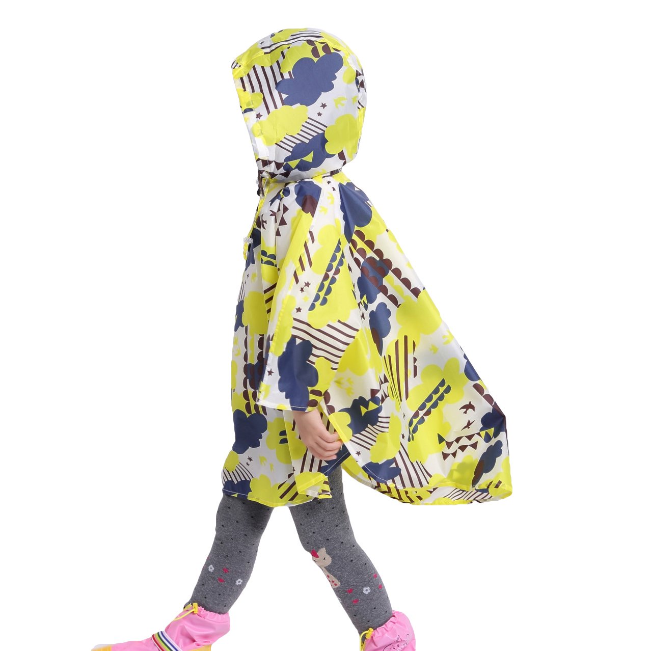 Bambini Impermeabile Giacca da Pioggia Poncho da Pioggia Bambina Incappucciato Riutilizzabile Cappotto di Pioggia Bello come Materiale e ha la Sua Sacca 1-12 anni
