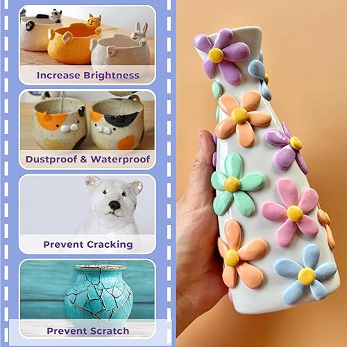 Miniatura 4 de Esmalte de arcilla Air Dry y barniz de arcilla polimérica  Sellador de arcilla brillante de 7 onzas, impermeable y resistente a los arañazos para