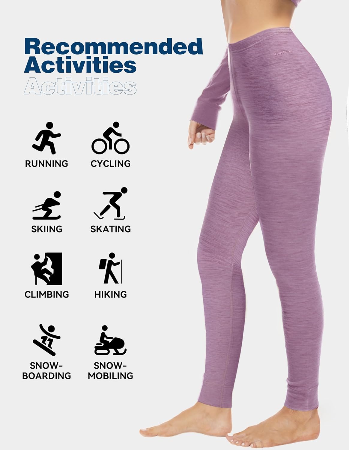 Women's 100% Merino Wool Base Layer Pants Lightweight Active Base Layer Bottoms - Image 6