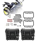SEBLAFF 36L Universal Motorcycle Side Case, Motorbike Hard Side Saddlebag Box Trunk Tour with Support Racks Lock and Handle for Helmet Luggage Left and Right Storage Carrier