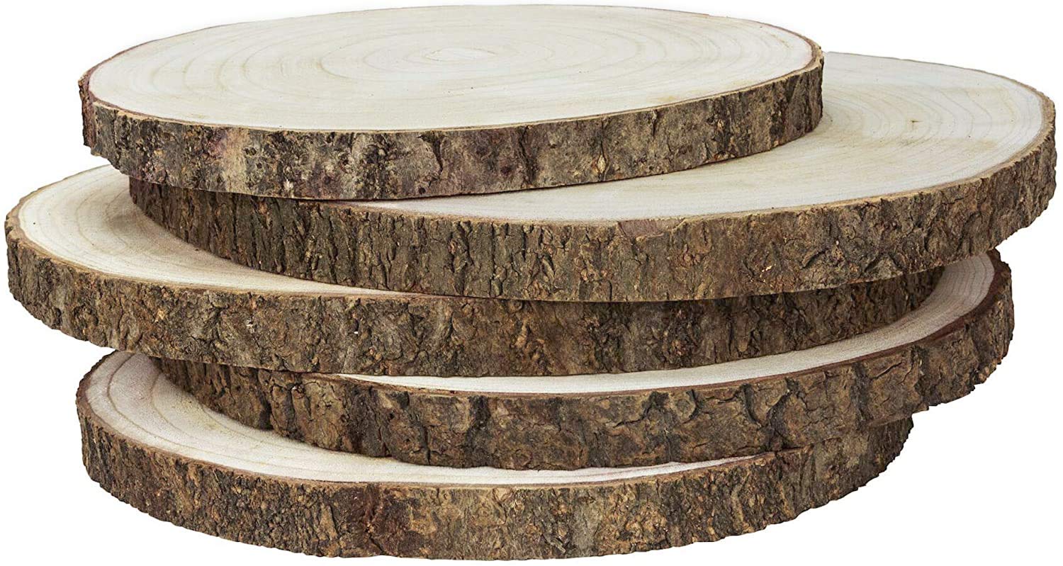 KARAVELLA Large Wood Slices for Centerpieces 5 Pack Wood Centerpieces