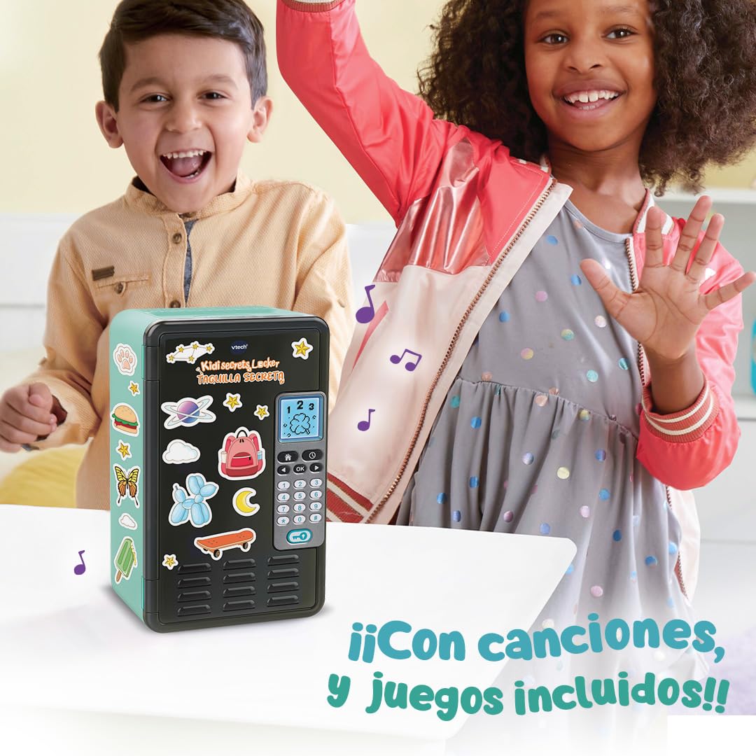 VTech - KidiSecrets Locker Taquilla Secreta, Nuevos Accesorios | Caja Fuerte con código Secreto, Personalizable, Pantalla LCD, Juguetes Electrónicos niños +6 años, Color Negro, Versión ESP