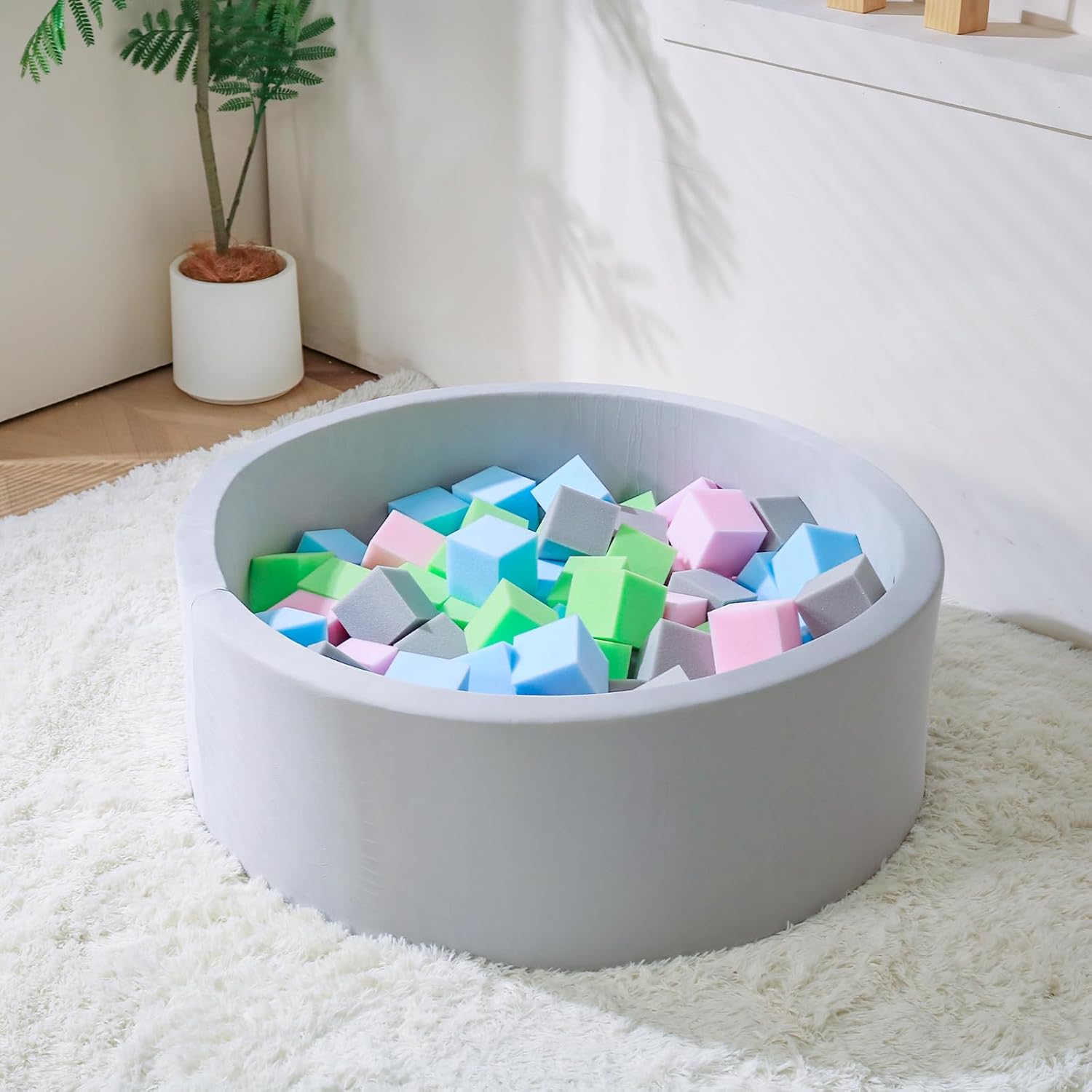 35"x12" Kids Soft Ball Pit & 72pcs 3.15" Foam Cubes - Indoor Playground Ball Pool, Ideal Gift for Kids...