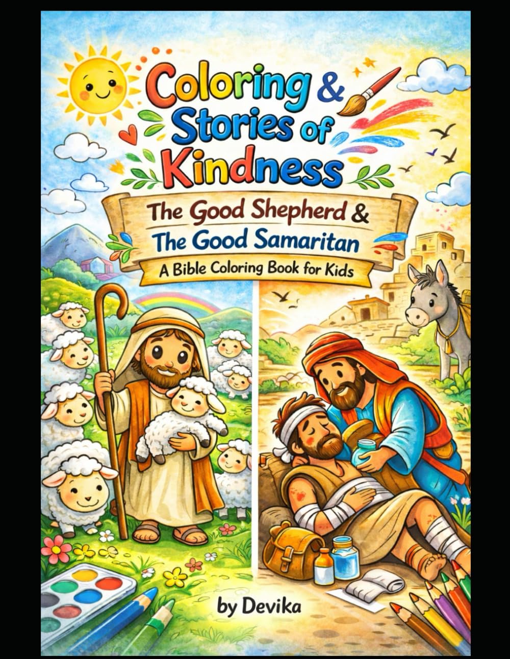 coloring & stories of kindness: the good shepherd & the good samaritan a bible coloring book for kids