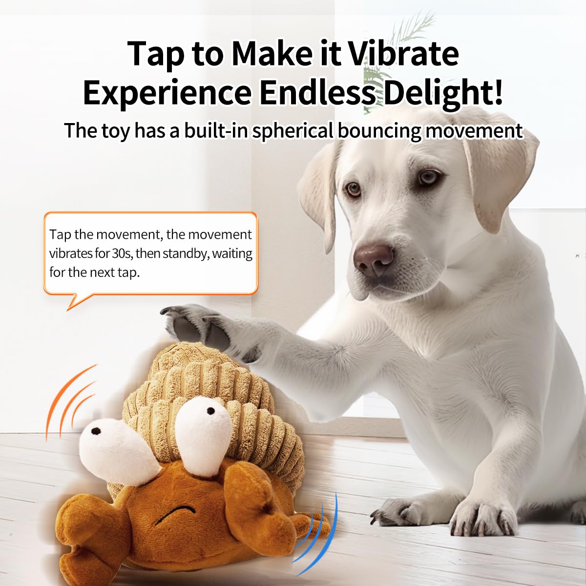 Jouet interactif pour chien, jouet couineur automatique en peluche pour les garder occupés, balle vibrante et rebondissante rechargeable pour chiens de petite, moyenne et grande taille