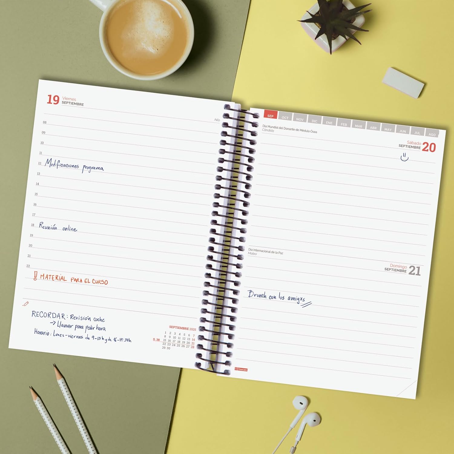 Finocam - Agenda Espir Course 2025 2026 1 Day Page September 2025- August 2026 (12 months) Black Spanish