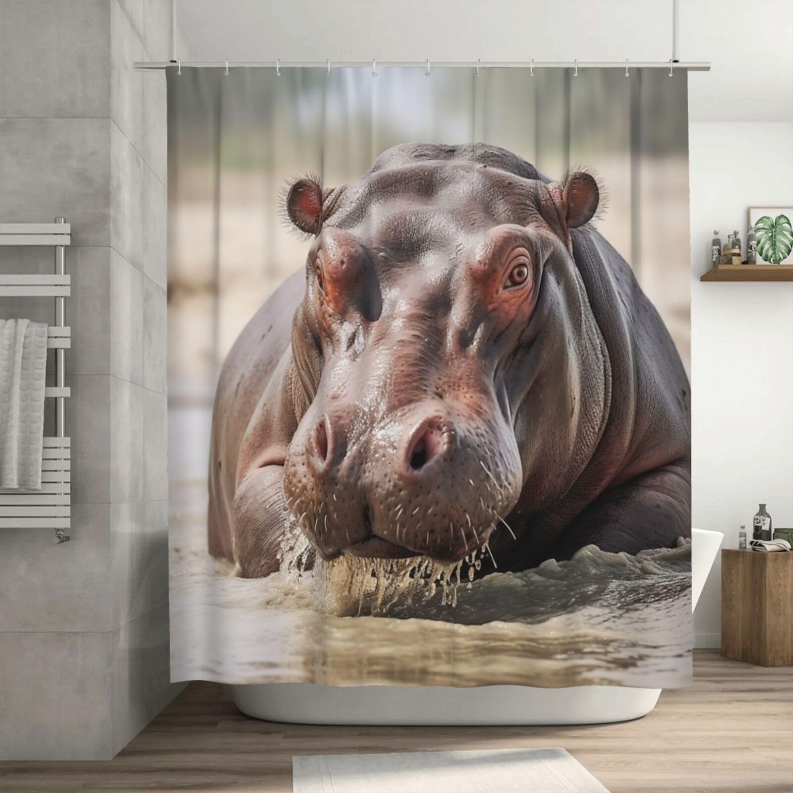 Rideau de douche hippopotame pour la salle de bain des enfants