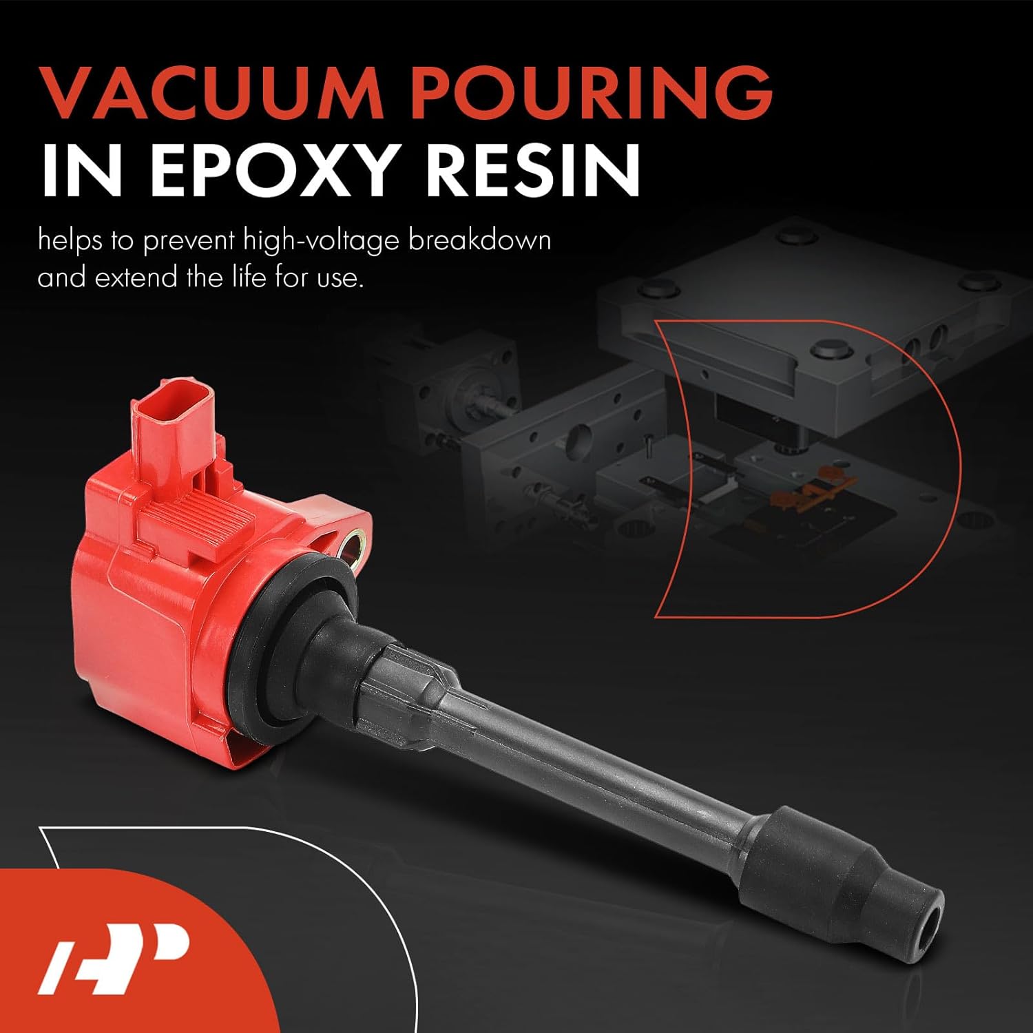 A-Premium (Red) Engine Ignition Coil Pack Compatible with Honda Civic 2016-2020 2.0L, Fit 2015-2020, 4-PC Set, Replace# 305205R0013