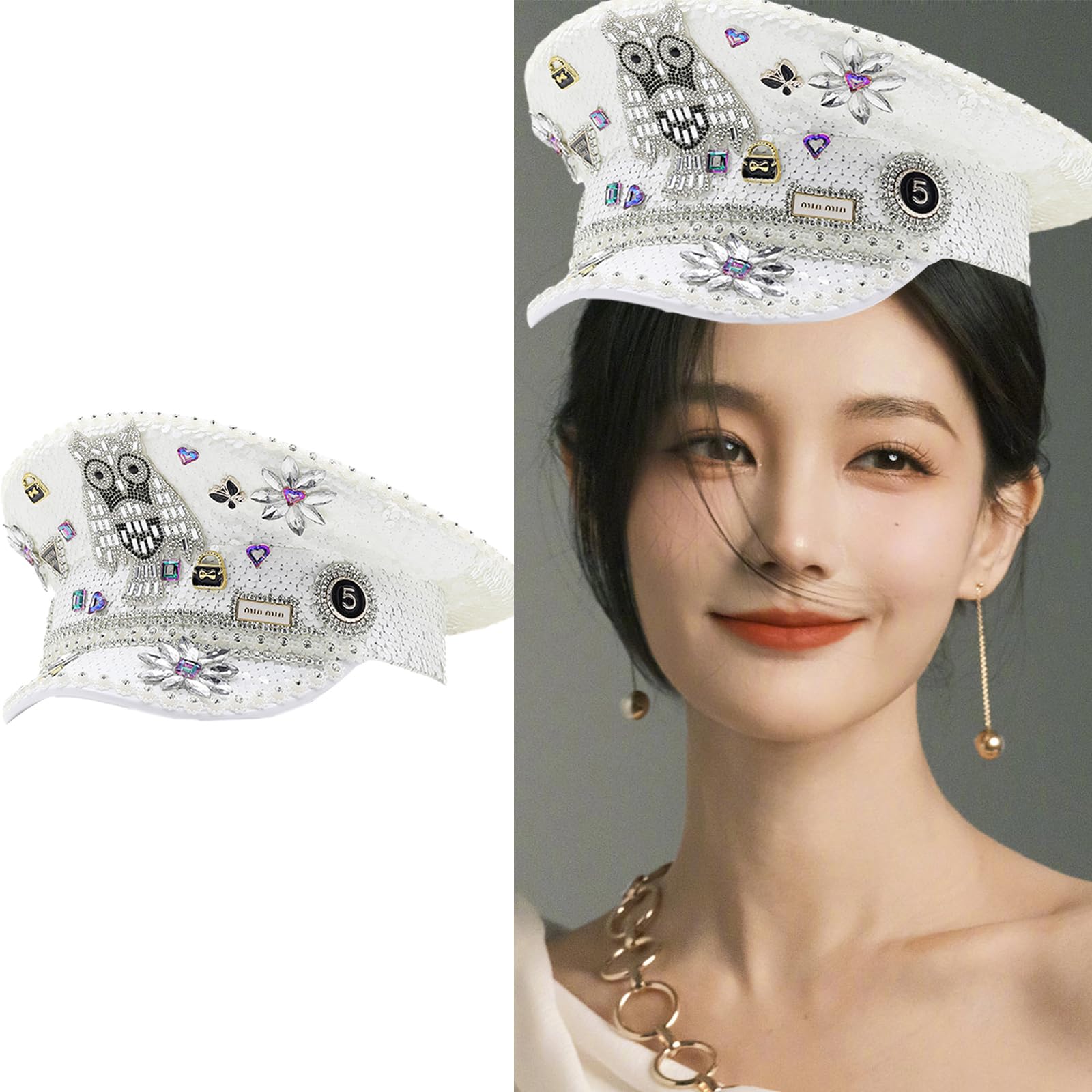 Cappello da Capitano ingioiellato Cappello da Marinaio in Pesante Regalo a per Ragazze Ragazzi Copricapo per Carnevale Festival Musicale Marinaio Donna