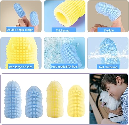 Miniatura 2 de Cepillo de dientes redondo 360 para perro, cerdas suaves de silicona para limpieza de dientes, paquete de 4 cepillos de dientes de perro para razas