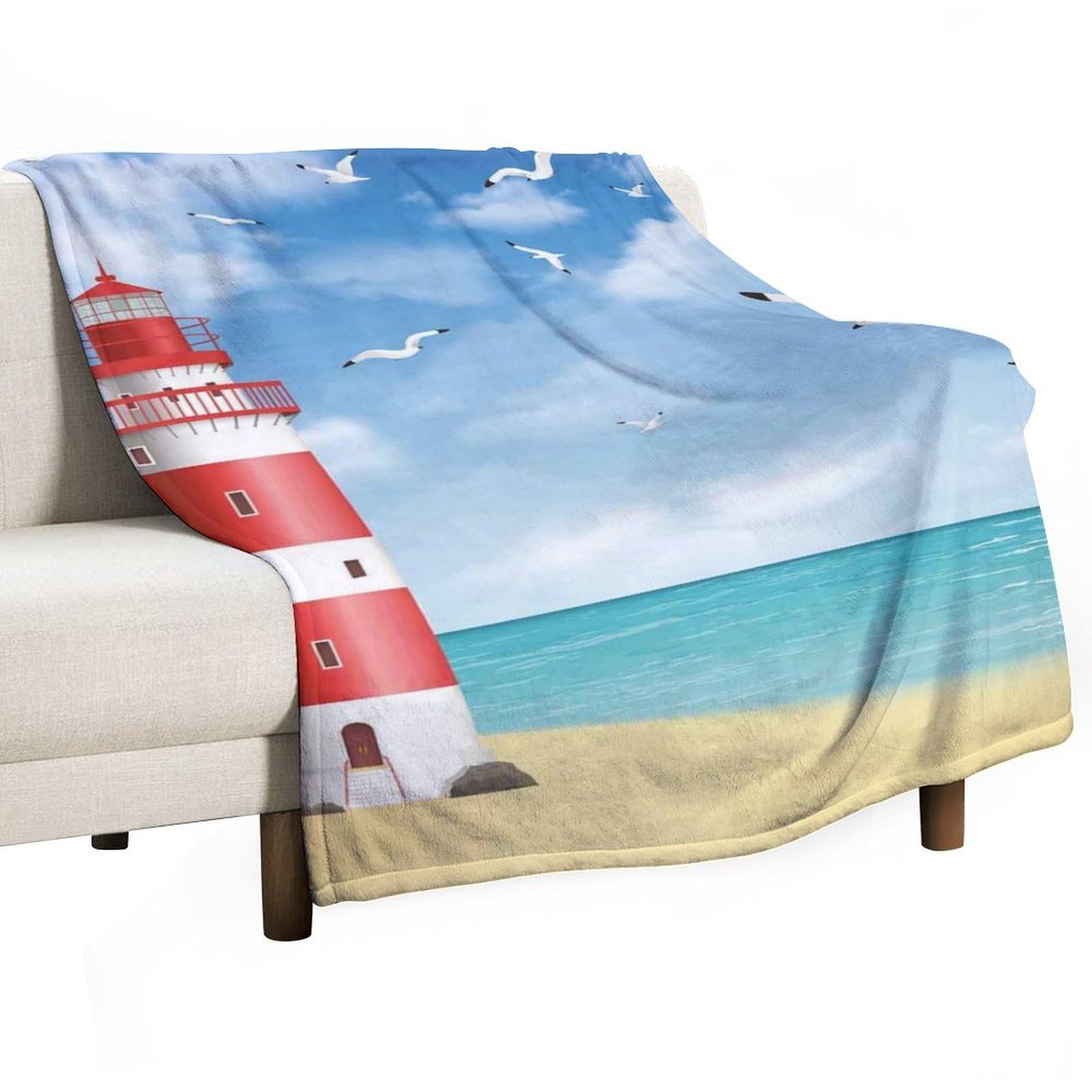 Hxwokrum Flannel Blanket, Lighthouse Throw Blanket for Couch Sofa Bed Office, Soft And Comfortable Without Pilling