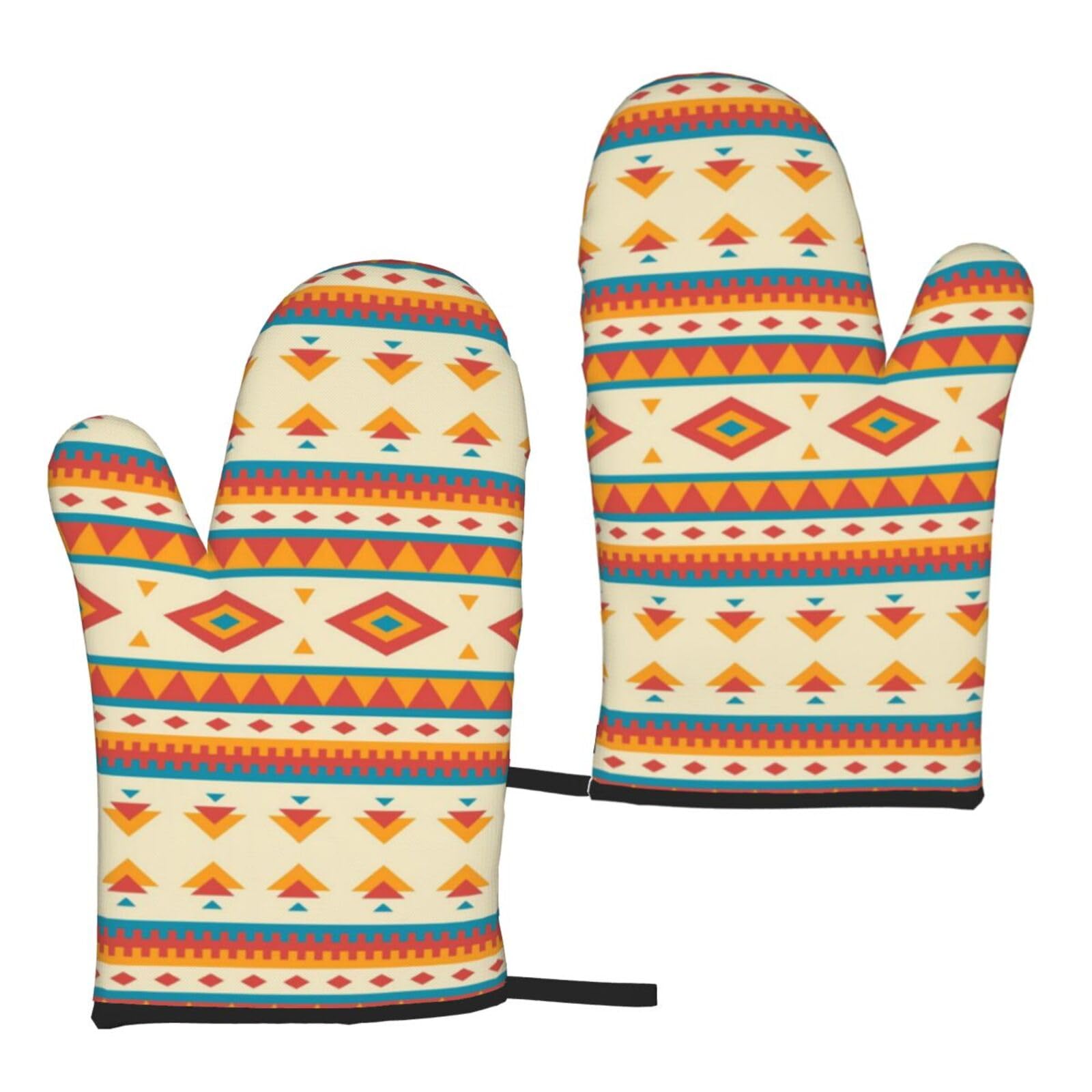Wurton Hitzebeständige Ofenhandschuhe, Mikrowellen-Handschuhe, mit Indianer-Druck, Frühling/Sommer, Urlaub, Grillen, 15 x 27 cm Küche, Haushalt & Wohnen